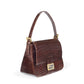 Fendi Mama Brown crocodile-patterned handbag with gold accents 