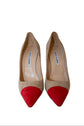 Manolo Blahnik Beige Red Toe Pumps