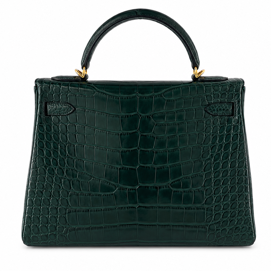 green alligator 32 cm kelly bag hermes