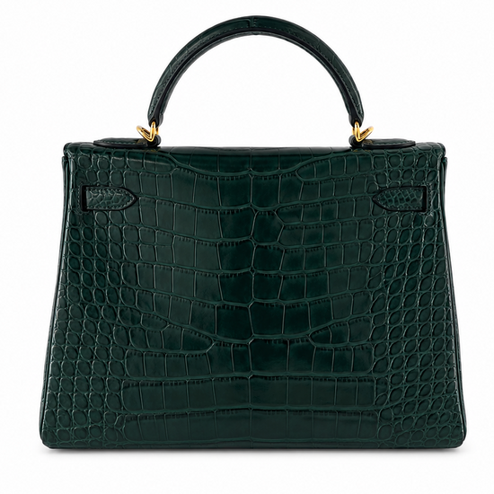 green alligator 32 cm kelly bag hermes