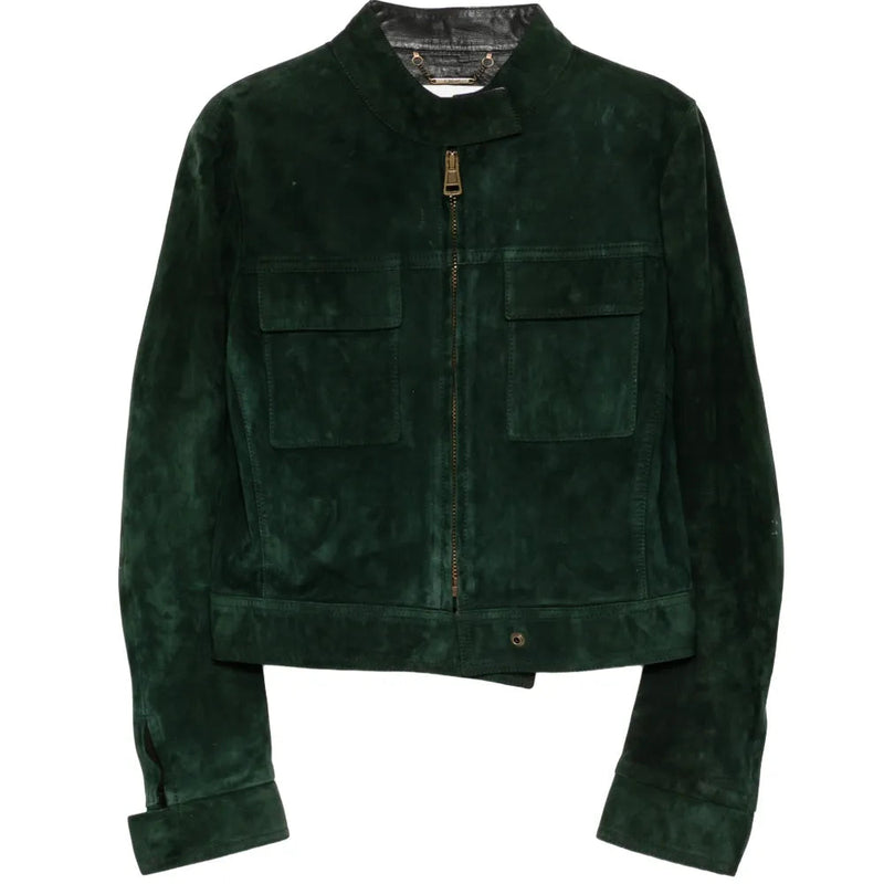 Green Suede Biker Jacket