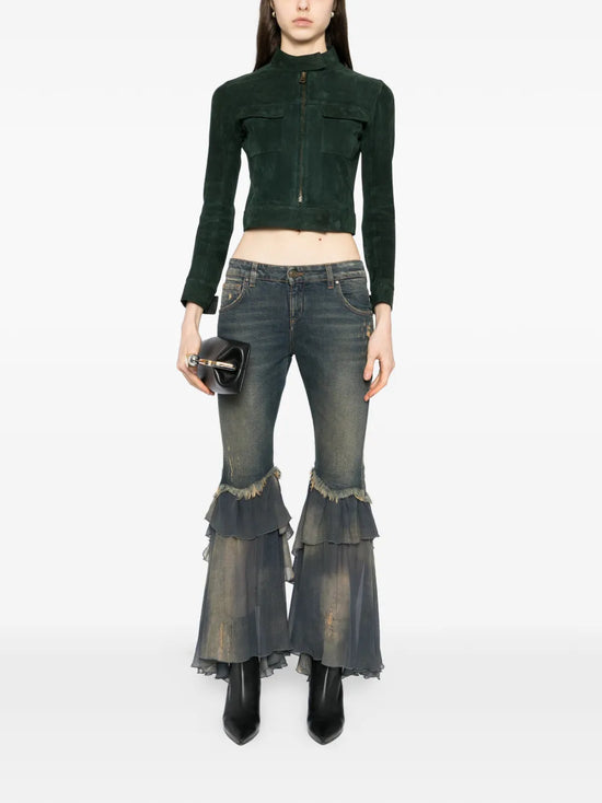 Green Suede Biker Jacket