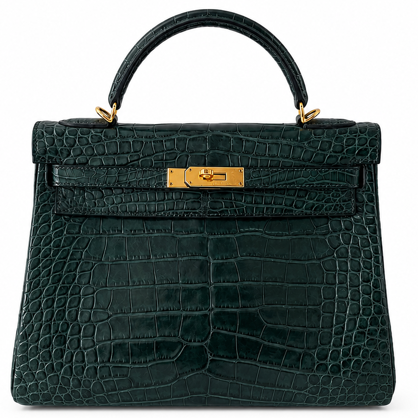 alligator hermes Kelly 32 Vert Anglaise