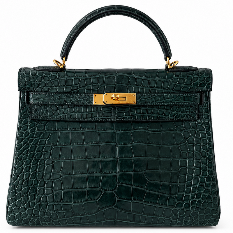 alligator hermes Kelly 32 Vert Anglaise