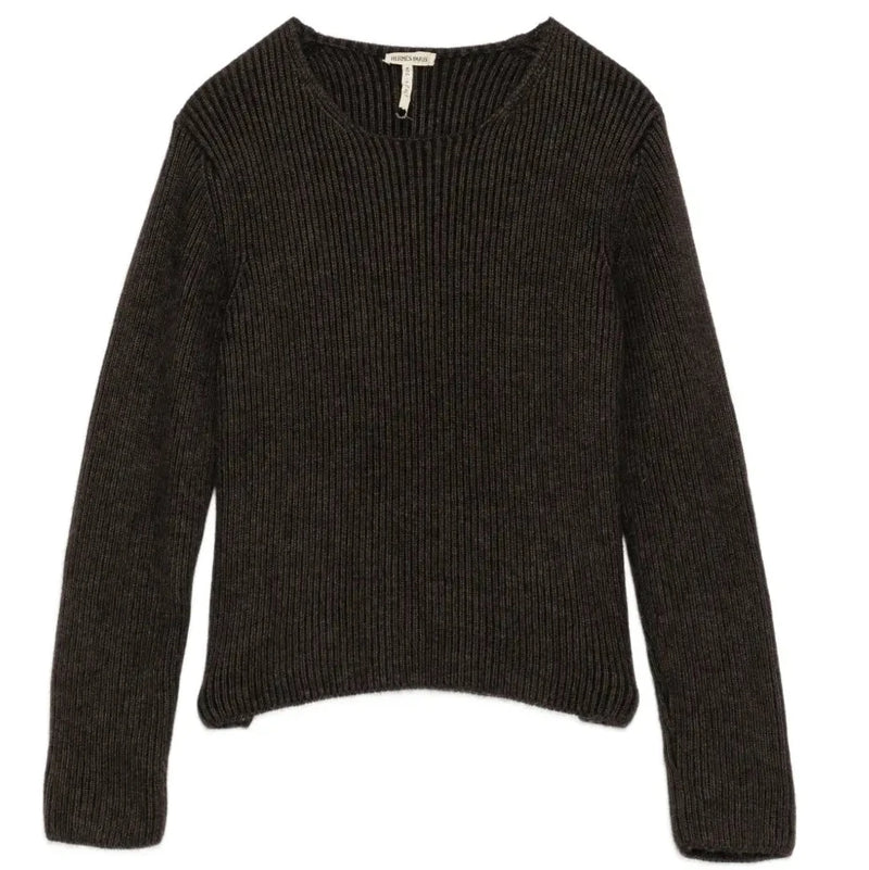 Brown Ribbed Knit Jumper