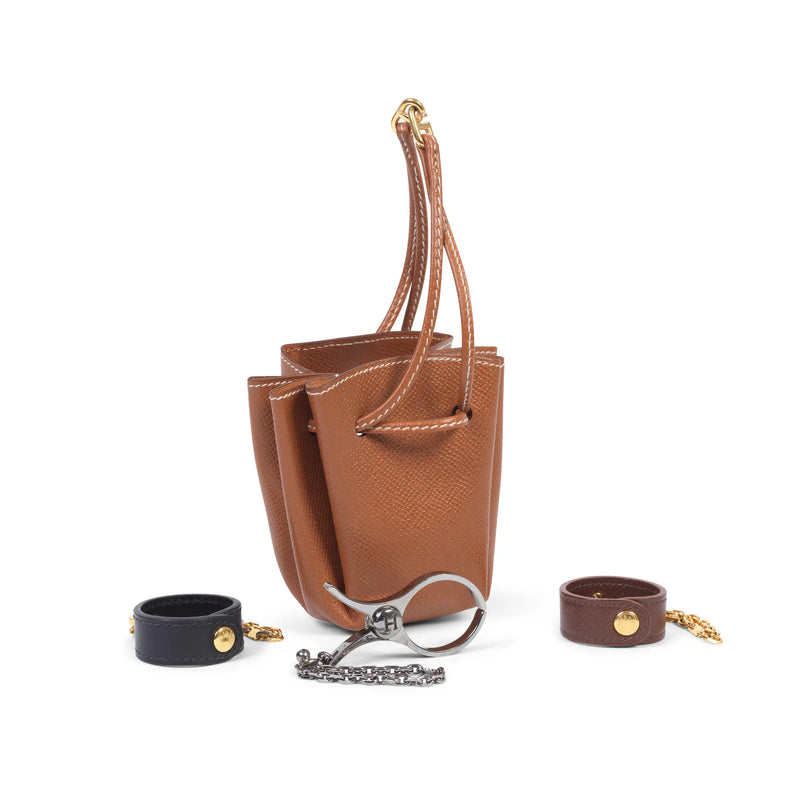 Gold Courchevel Leather Mini Vespa Pouch and Three Glove Holders