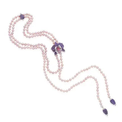 Pearl Necklace with Amethyst