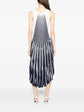 Blue & White Pleated Striped Dress