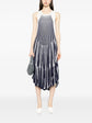 Blue & White Pleated Striped Dress
