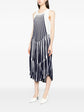 Blue & White Pleated Striped Dress
