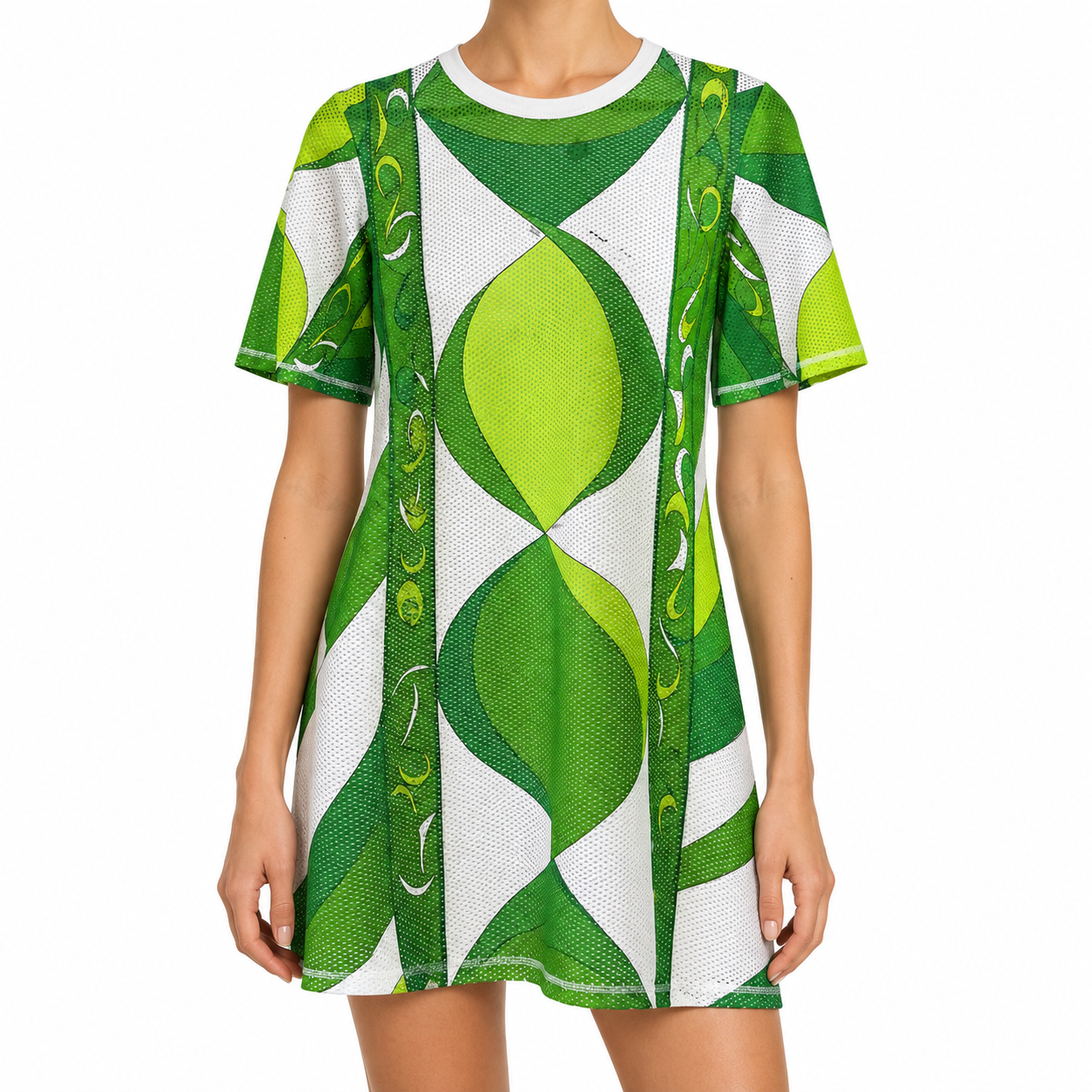 Emilio Pucci graphic-print dress featuring vibrant, bold patterns, sleeveless design, and a flowing silhouette.