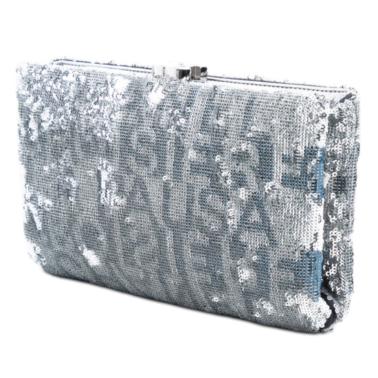 Satin Sequin Embroidered La Pausa Evening Clutch