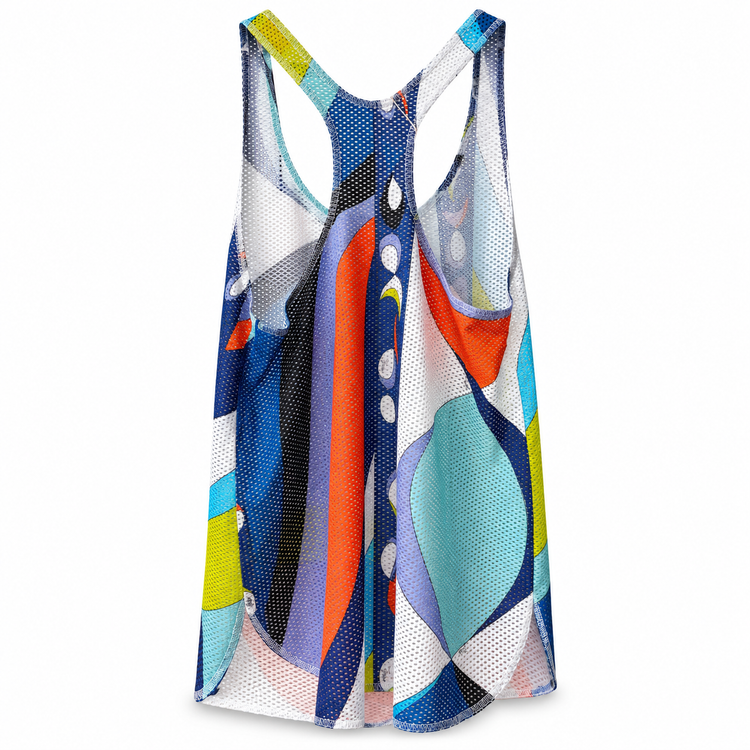 Emilio Pucci printed mesh tank top featuring a stylish and breathable sleeveless design for casual or active wear.