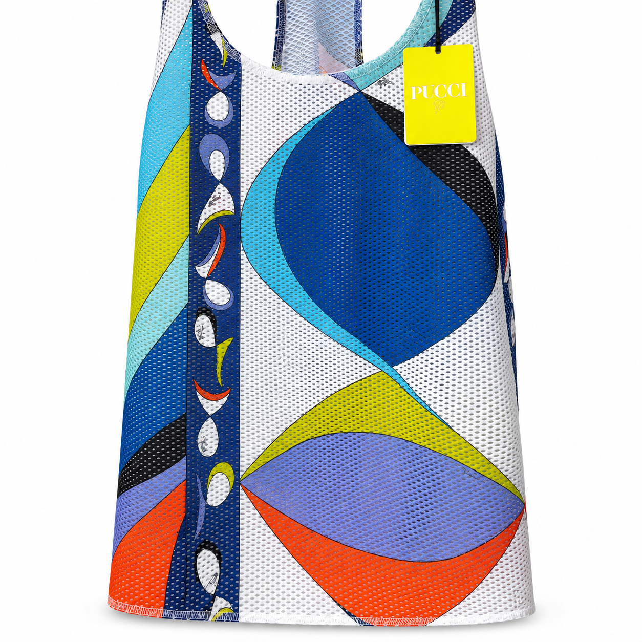 Emilio Pucci printed mesh tank top featuring a lightweight, stylish sleeveless top with vibrant patterns and breathable fabric.