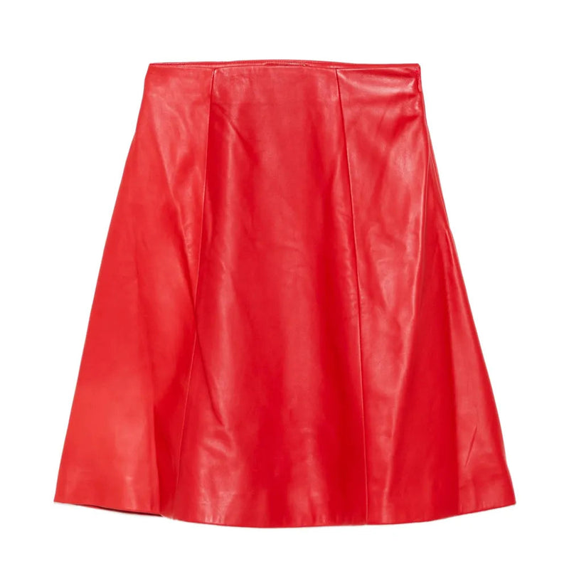 Red Leather A-line Skirt