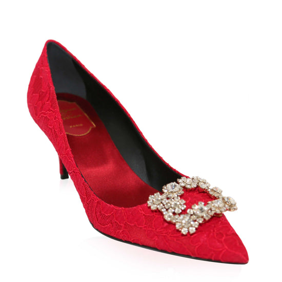 Roger Vivier Efflorescence Red Lace Pumps