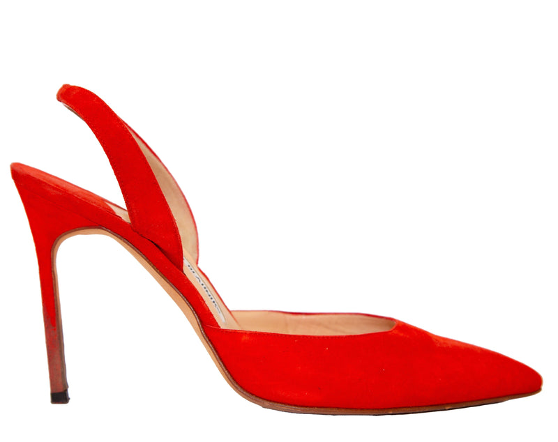 Manolo Blahnik Red Orange Slingback