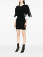Black Rib Knit & Tulle Inset Detailed Mini Dress