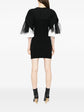 Black Rib Knit & Tulle Inset Detailed Mini Dress