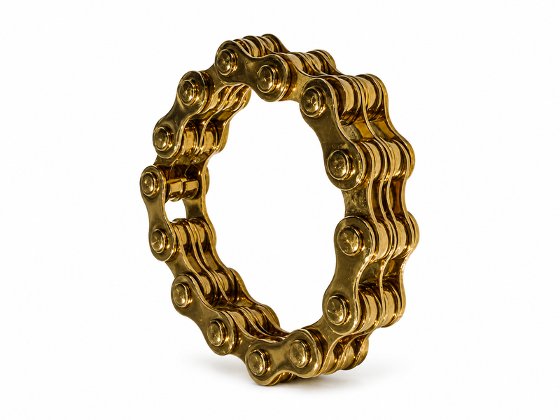 Vintage John Galliano for Dior archival bicycle chain bracelet, featuring metallic links and Dior branding, in a classic jewelry style.