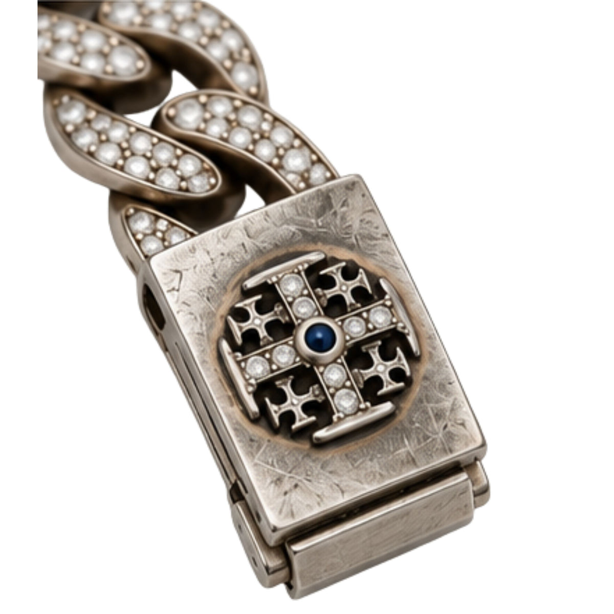 Close-up of the Rolex x Loree Rodkin watch clasp showing detailed design and craftsmanship on the luxury timepiece.