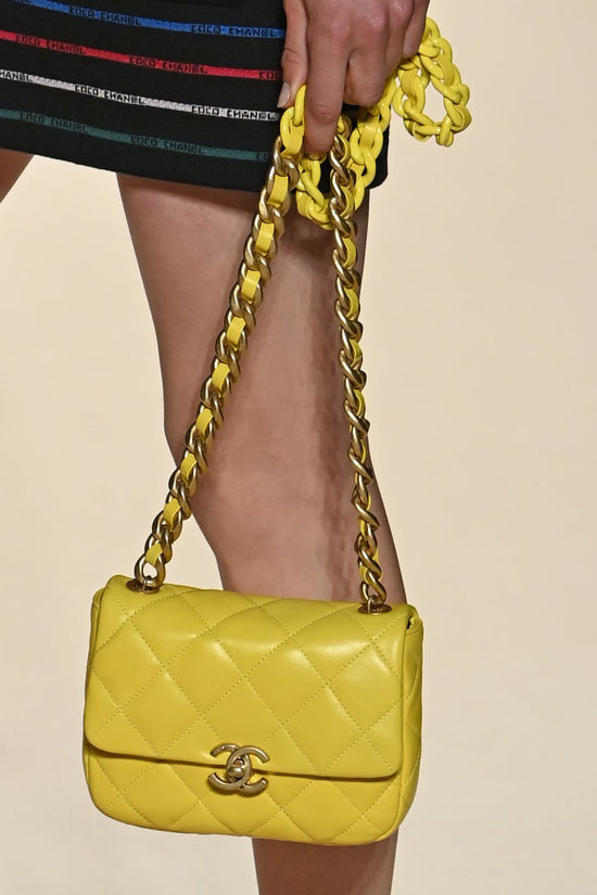 Candy Chain CC Yellow Mini Square Flap Bag