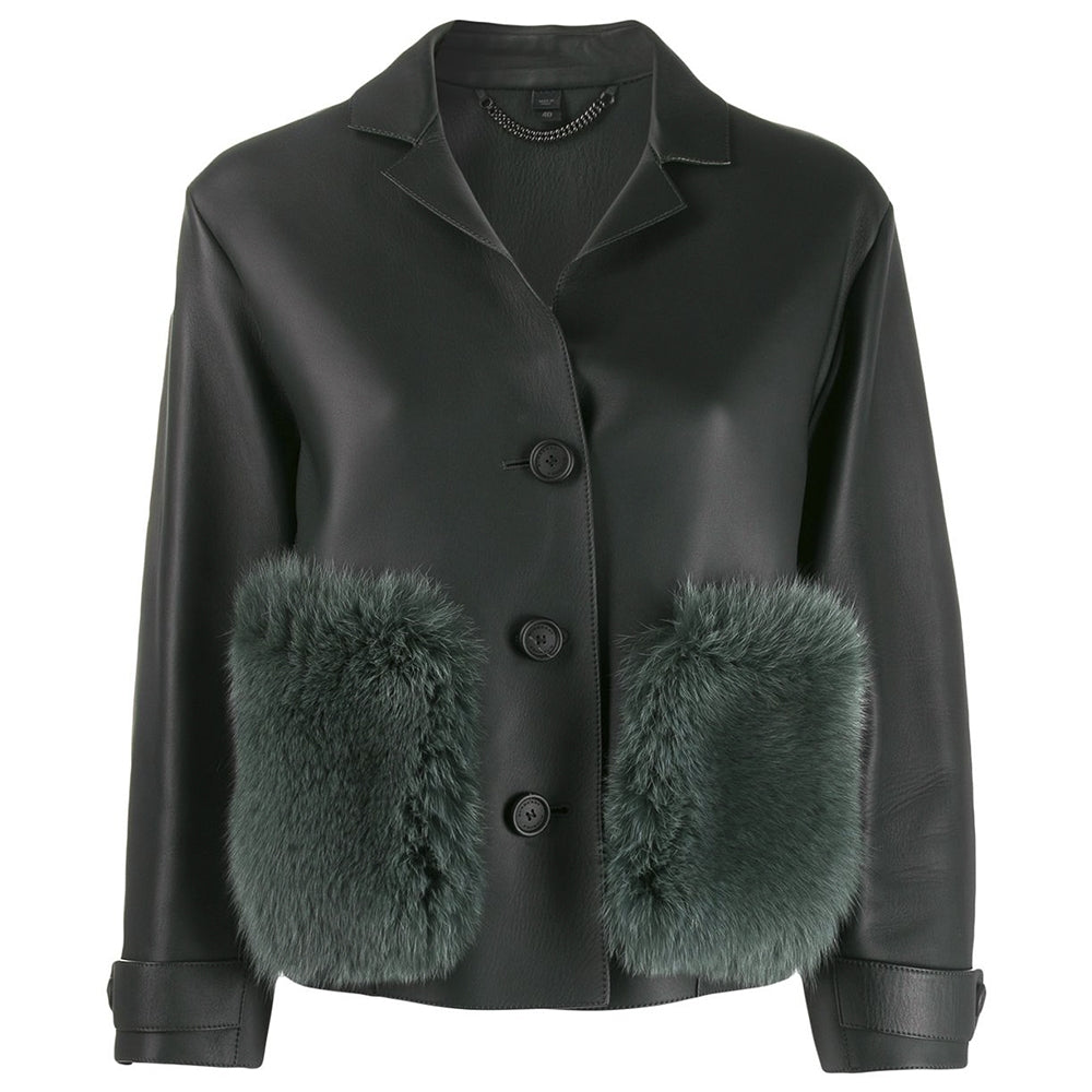 Burberry Fur Trimmed Leather Jacket
