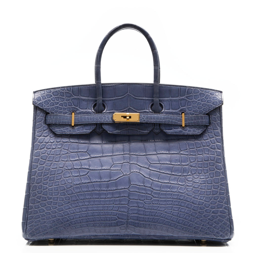 Hermes Exotic Brighton Blue 35cm Birkin Bag