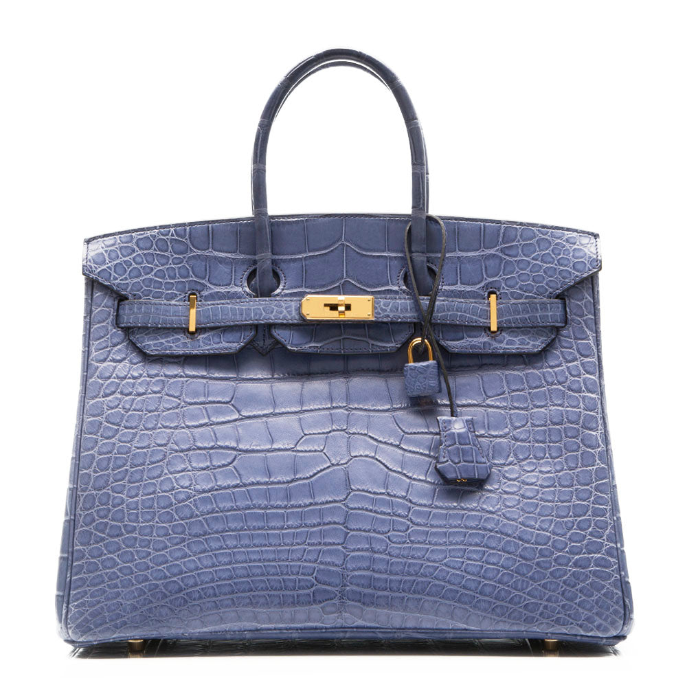 Hermes Exotic Brighton Blue 35cm Birkin Bag