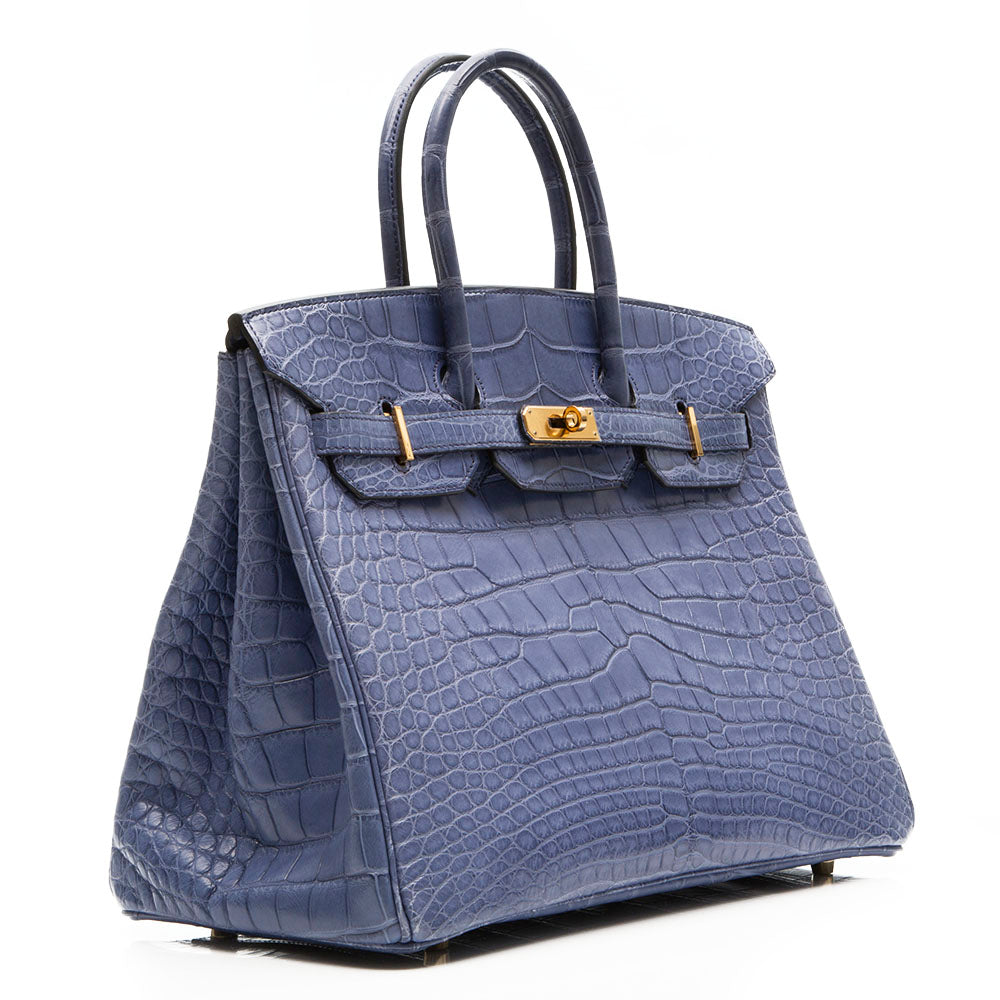 Hermes Exotic Brighton Blue 35cm Birkin Bag
