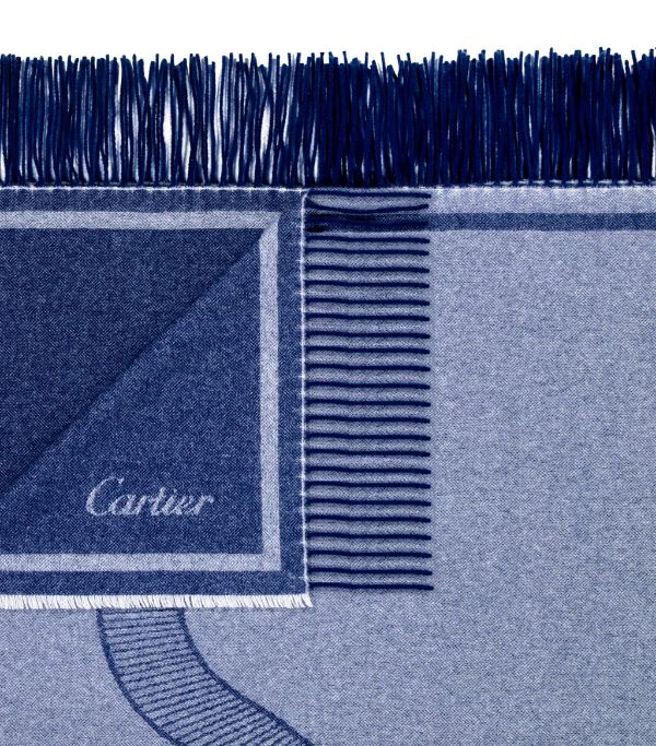 Blue Entrelacés de Cartier Cashmere Scarf - Rewind Vintage Affairs