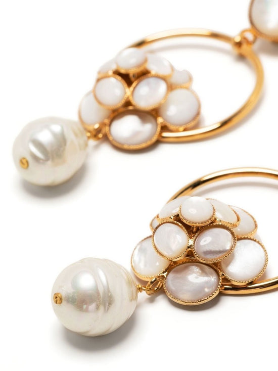 Philippe Ferrandis Pearl Cabochon Gold Clip-on Earrings - Rewind Vintage Affairs