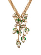 Gripoix Green Petal Pearl Pendant Necklace - Rewind Vintage Affairs