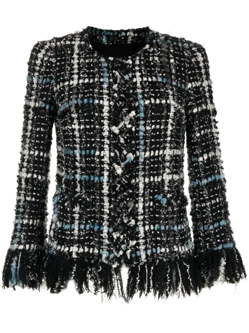 Frayed Tweed Collarless Jacket - Rewind Vintage Affairs