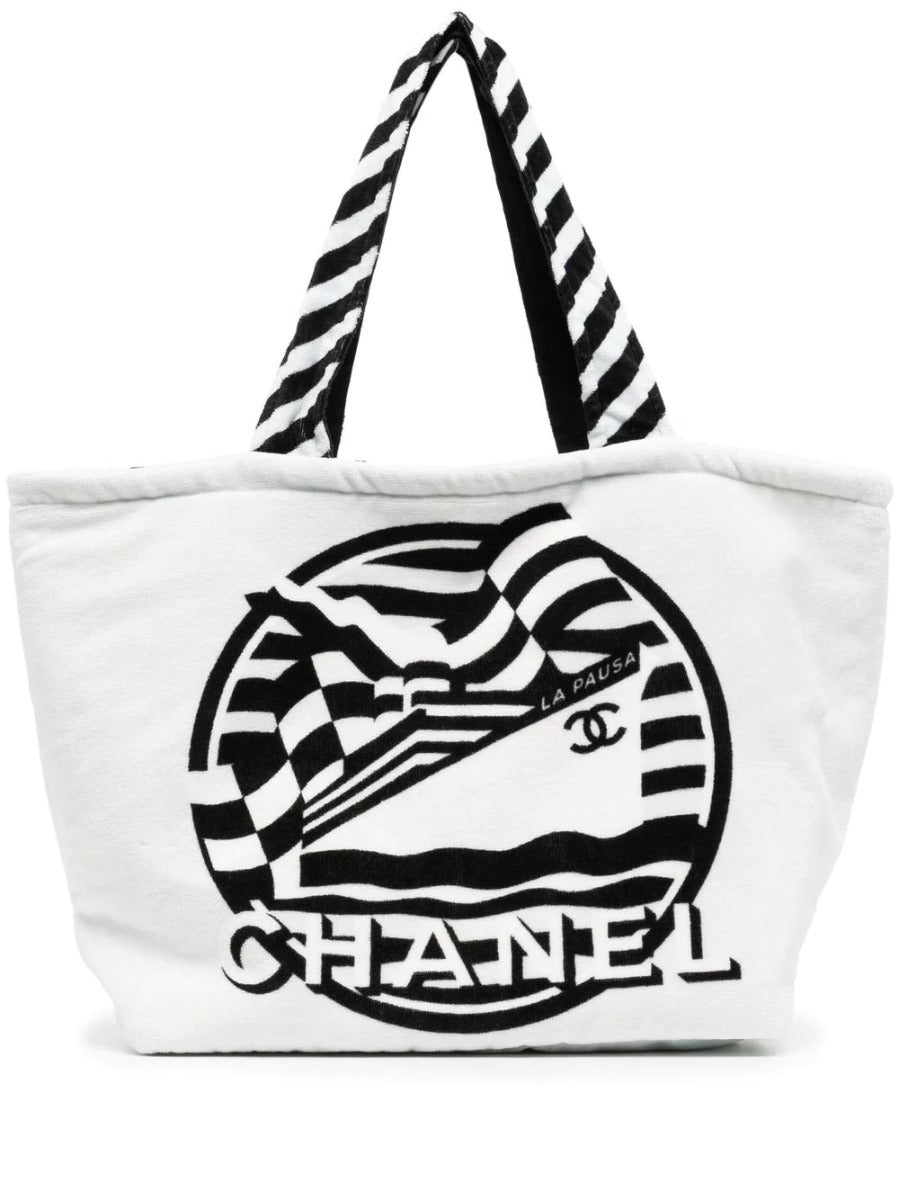 white chanel beach bag tote