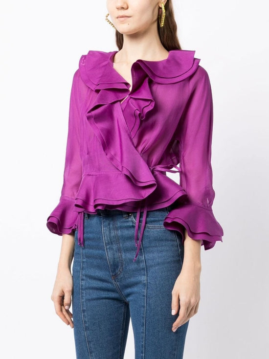 Fuchsia Draped Blouse Yves Saint Laurent Silk