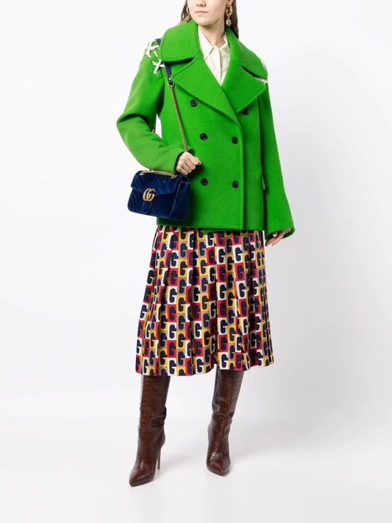 Checkered Monogram Pleated Midi Skirt - Rewind Vintage Affairs