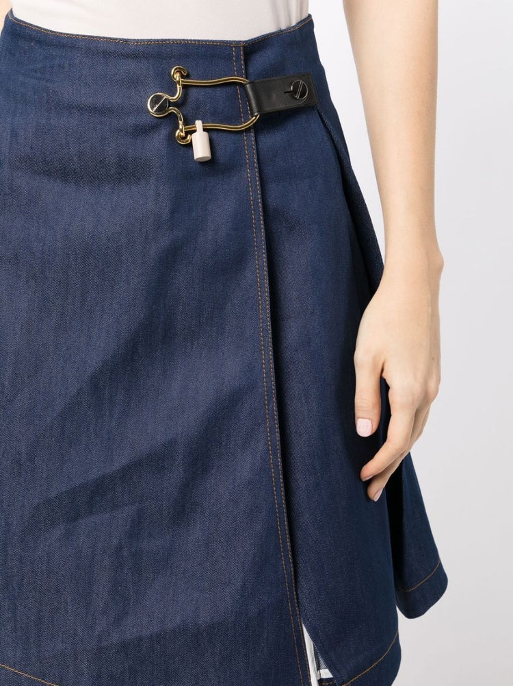 Toggle-Fastened A-Line Denim Skirt - Rewind Vintage Affairs