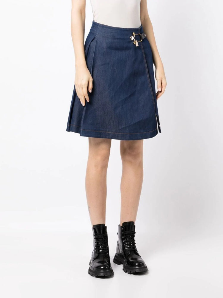 Toggle-Fastened A-Line Denim Skirt - Rewind Vintage Affairs