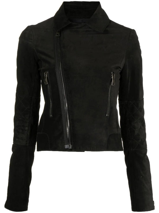 Black Suede Biker Jacket - Rewind Vintage Affairs