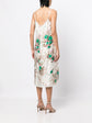 Floral Print Silk Slip Midi Dress - Rewind Vintage Affairs