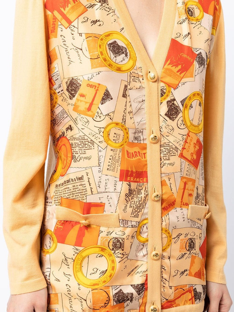 Postcard Print Silk Cardigan - Rewind Vintage Affairs