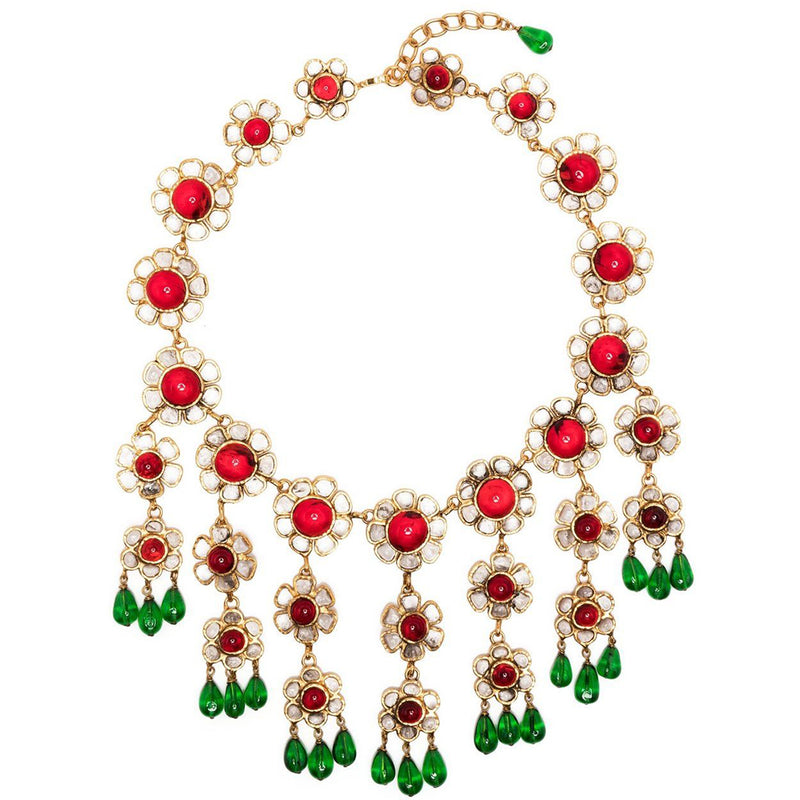Gripoix Floral Motif Drape Necklace - Rewind Vintage Affairs