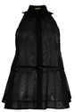 Black sheer broderie blouse by Alaïa, featuring delicate floral embroidery and lightweight, elegant design for stylish tops.