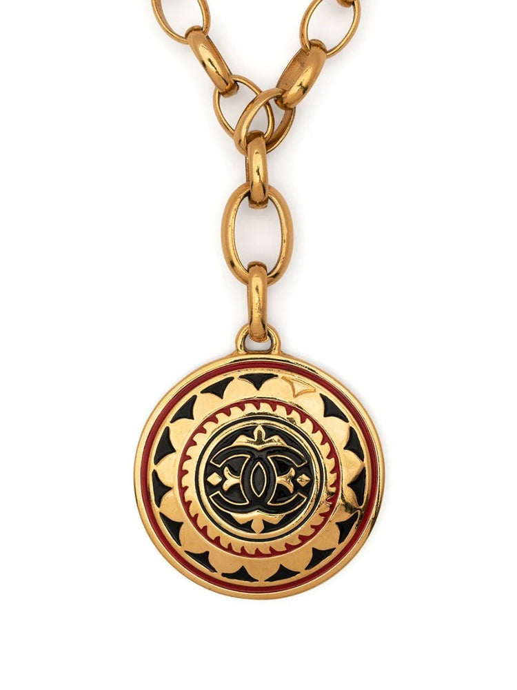 Pre-owned Chanel medallion chain necklace, full view