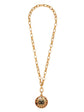 Chanel medallion necklace showing chain link detail