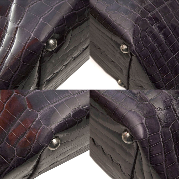 Bottega Veneta Purple Crocodile Handbag - rewindvintageofficial
