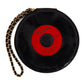 Chanel Music Record Bag clutch in black with silver chain strap, stylish accessory for music lovers and fashion enthusiasts.
