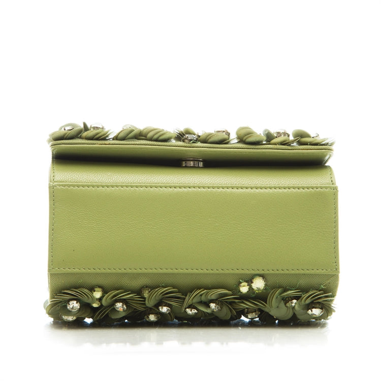 Green Floral Embellished Box Shoulder Bag - rewindvintageofficial