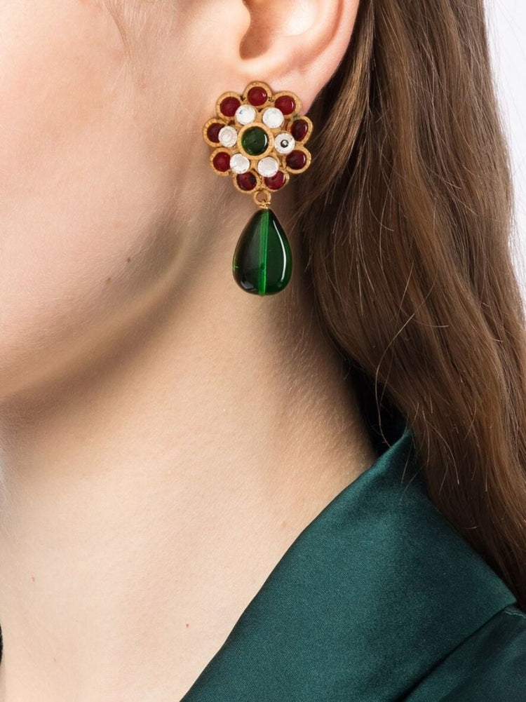 Chanel Gripoix glass-bead drop earrings with intricate beadwork and elegant design, showcasing a luxurious jewelry accessory.